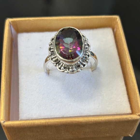 Rainbow Mystic Topaz Sterling Silver Ring Size 9 New In Box! - Picture 6 of 14